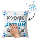 Almofada Mágica Lantejoulas "Promovido a Irmão Mais Velho" – Anúncio Gravidez Surpresa