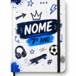 Caderno A5 Personalizado com Nome e Ano – Modelo Sketch Azul