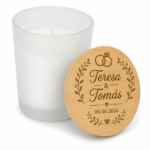 Vela Aromática Personalizada em Vidro e Bambu – Lembrança de Casamento / Batizado