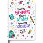 Caderno A5 Motivacional – "Novas Aventuras, Novos Sonhos"