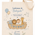 Saco Tote Personalizado Lembrança de Batizado "Arca de Noé"