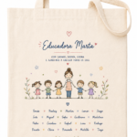 Saco Tote Personalizado Educadora "Modelo Cartoon" com Nomes