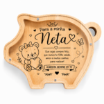 Mealheiro em Madeira Personalizado Familia