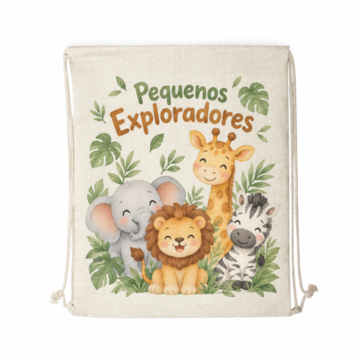 Saco mochila personalizado tema safari – DMPersonart